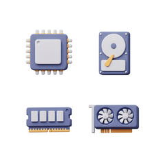 3D Render of Four Computer Components