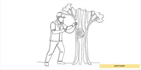 plant health continuous single line art drawing sketch on white background
