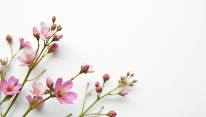 Obraz premium Delicate, small-scale floral sprigs on white background, repeat, bloom