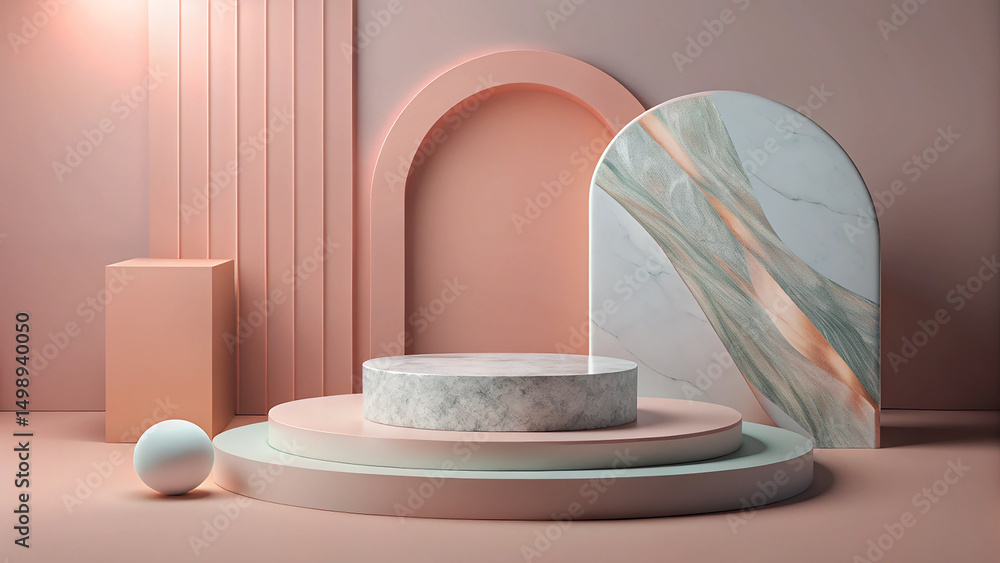 Poster abstract background for cosmetic product display with minimal modern design
