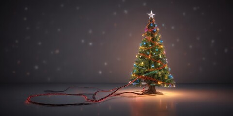 Technicolor cable Christmas tree, glowing lights , cable, wires, abstract