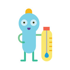 Cute Cartoon Character Holding Thermometer