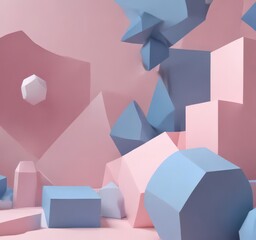 Soft pink and blue geometric shapes overlapping , square, clean