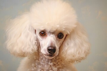Close up on pale Poodle poodle animal mammal.