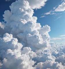 Vast, cerulean sky, fluffy white cumulus clouds ,  cloudscape,  serenity