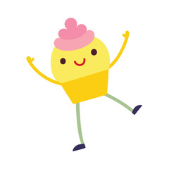 Happy Cupcake Cartoon Character Illustration