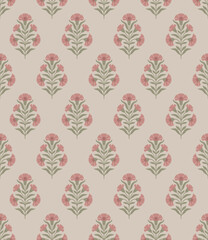 Mughal flower motif seamless pattern. Traditional flower pattern illustration. Flower pattern for fashion, fabric, textile, and wallpaper.  © Design 35