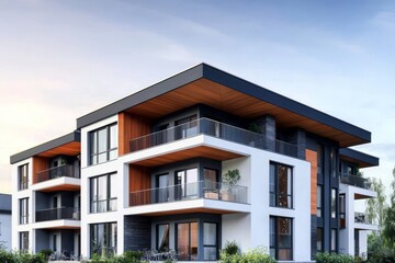 Obraz premium Modern two-story apartment building architectural design
