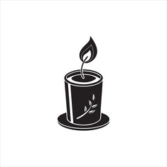 Candle Silhouette Icon - Minimalist Flame Symbol for Calm and Light