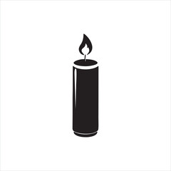 Candle Silhouette Icon - Minimalist Flame Symbol for Calm and Light