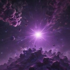 Cosmic dust clouds, radiant star clusters, rich purple backdrop , color, astrophotography