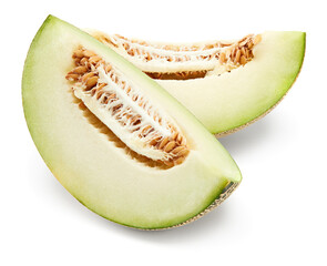 sliced melon isolated on white background. fresh melon. clipping path