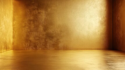 Shiny Golden Room Interior with Smooth Surface and Walls