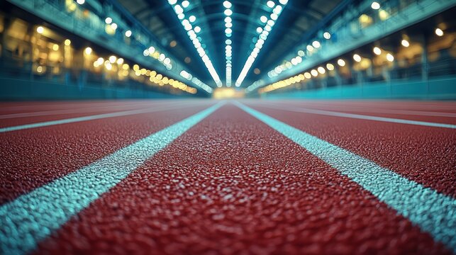Running track, indoor, perspective