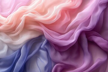 Obraz premium Delicate, light fabric softly draped, with pink and lavender gradient colors. Great for backgrounds, textiles, and dreamy or feminine themes.