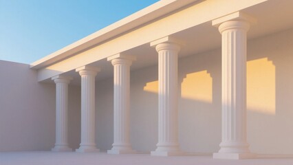 Naklejka premium Classical Columns in a Row with a Clear Sky