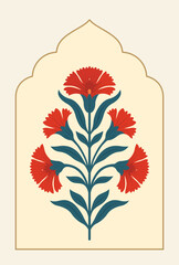 Mughal flower motif vector illustrations.  Botanical floral ethnic motif, Mughal flower motif. © Design 35