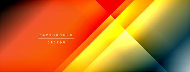 Abstract geometric design. Vibrant gradients blend orange, yellow, blue hues. Minimalist text reads background design. Modern aesthetic.