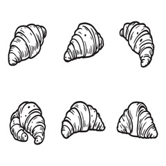 hand drawn croissants minimalistic line art vector graphic