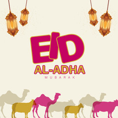 Happy Eid-Al-Adha Mubarak vector template, Eid-Al-Adha greeting card, vector illustration.