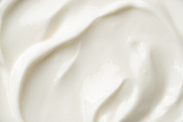 Top view of sour cream, greek or turkish yogurt texture