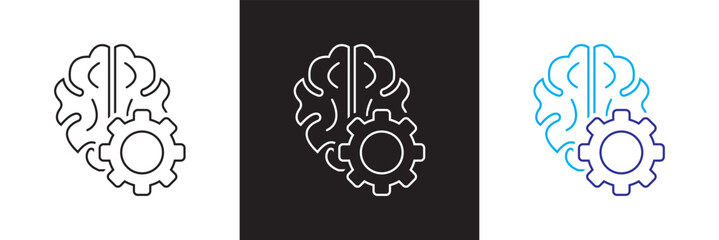 Brain related icon. Vector for websites, mobile interfaces, presentations, banner, visual branding etc. Vector illustration. isolated on white and black background. EPS 10