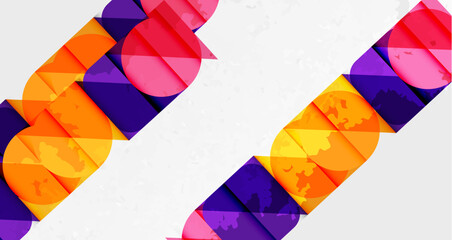 Abstract colorful layers create zigzag pattern. Bright hues overlap, forming dynamic visual texture. Modern design, vibrant composition.