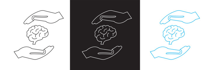 Brain related icon. Vector for websites, mobile interfaces, presentations, banner, visual branding etc. Vector illustration. isolated on white and black background. EPS 10