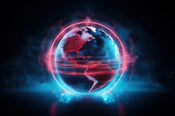 Fototapeta premium World glow globe technology planet.