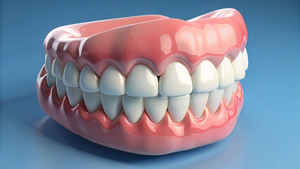 Obraz premium healthy whitening teeth and gums in 3d dental health illustration