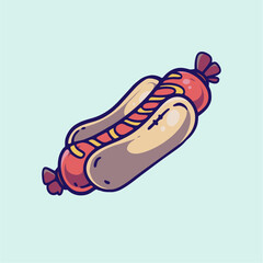 Hand drawn Vector cartoon hotdog