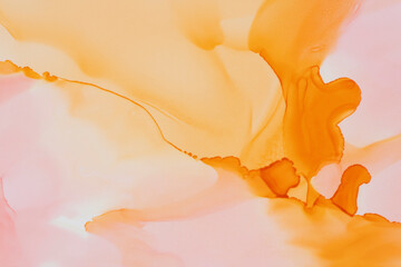 Abstract art with colorful swirls and patterns in orange and pink tones