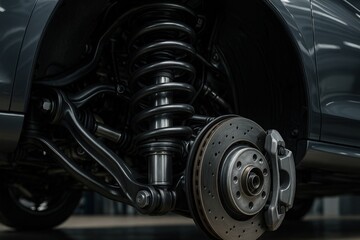 Close-up of a Car's Suspension System