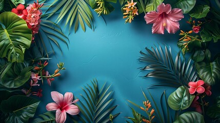 Arrière plan, fond graphique style mock up, sur le thème été et plante, espace vide pour intégration