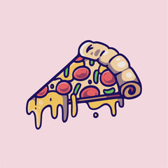 Hand drawn Vector cartoon pizza