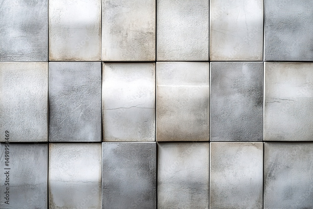 Poster uniform grey square tiles with subtle texture and cracks.