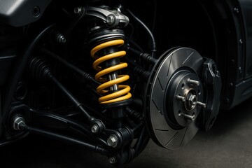 Close-up of a Car's Suspension and Brake System