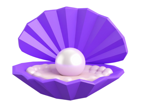 3D low-poly purple oyster with a pearl inside, simple icon style isolated on a transparent background - Powered by Adobe