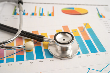 Stethoscope on spreadsheet and graph paper, Finance, Account, Statistics, Investment, Analytic...