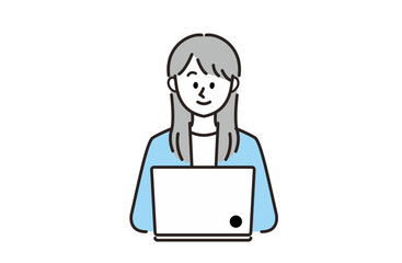 PCを使用するスーツを着ている女性