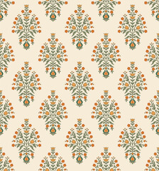 Mughal flower motif seamless pattern. Traditional flower pattern illustration. Flower pattern for fashion, fabric, textile, and wallpaper. © Design 35