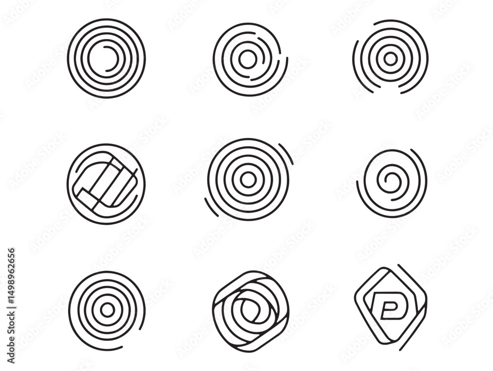 Poster circle loop line art seamless infinite loop concept