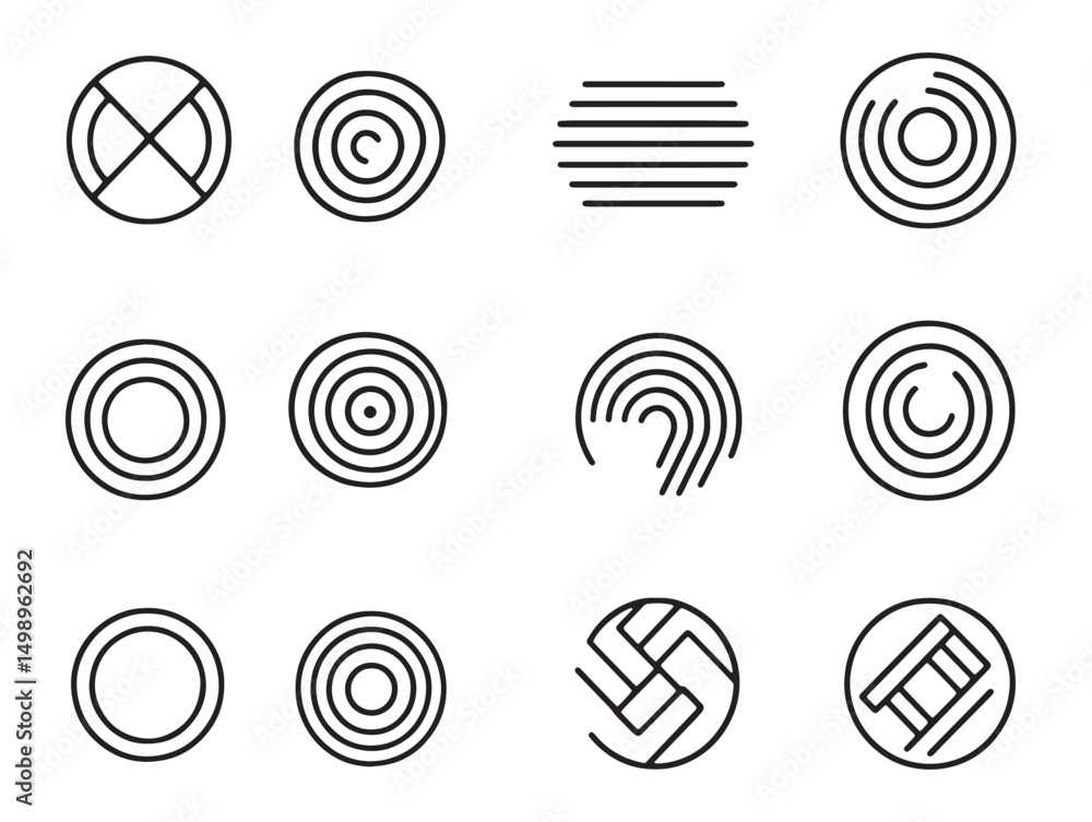 Poster circle loop line art minimal abstract vector design