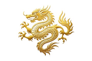 Gold dragon with a long tail