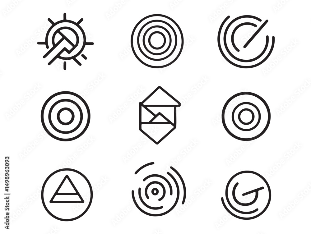Poster circle loop line art continuous flow vector drawing
