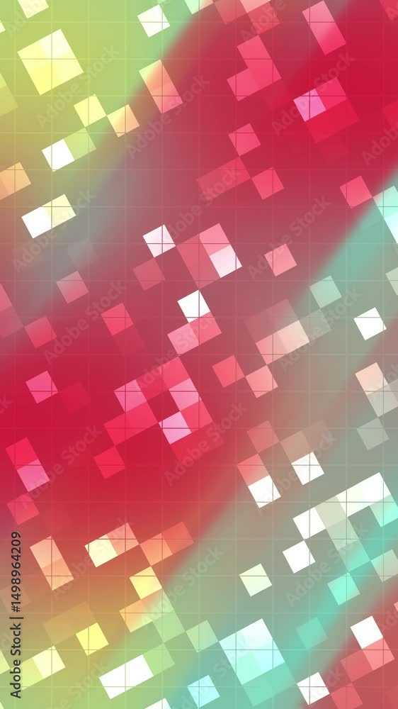Poster vertical abstract colorful pixel grid flowing pattern animation