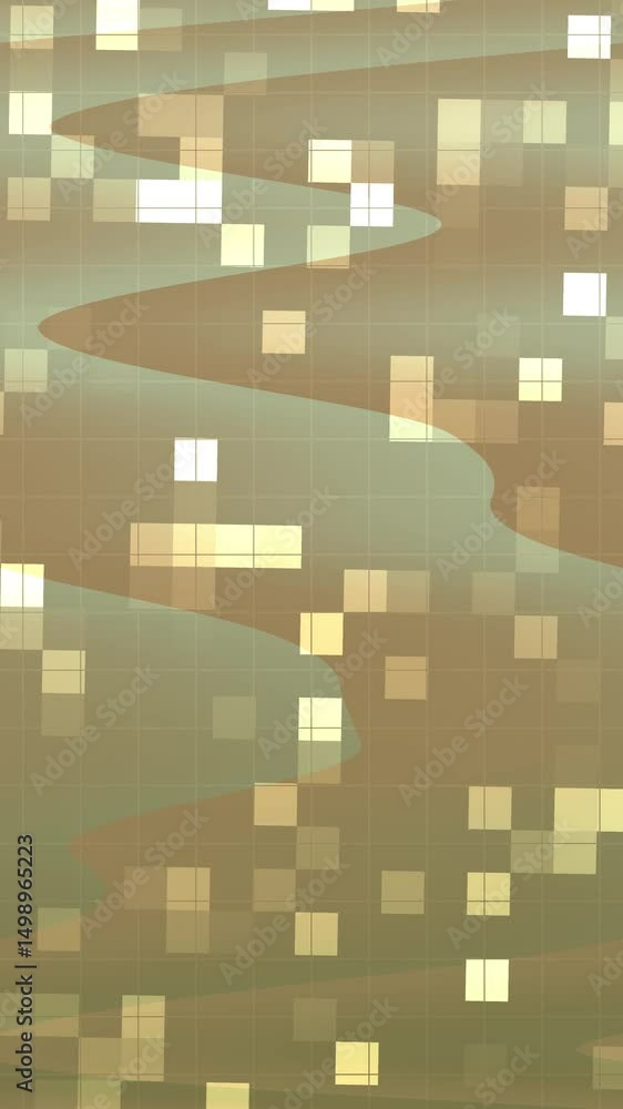 Poster vertical abstract moving squares with wavy lines background