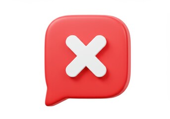 Obraz premium 3D Illustration of Red speech bubble with white cross isolated on white background