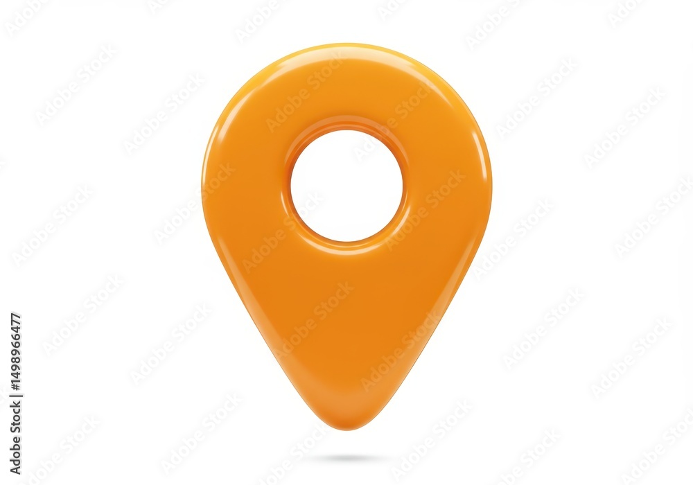 Poster 3d illustration of orange map pointer isolated on white background for navigation concept