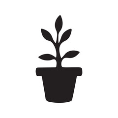 plant in pot vector. Pot icon